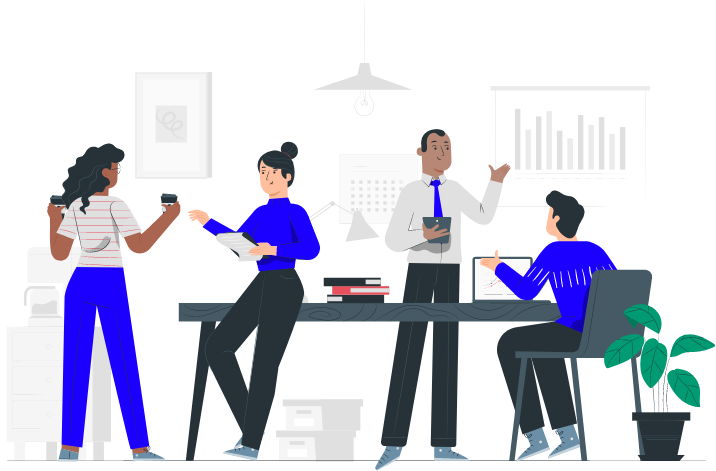 Ilustrasi orang bekerja di depan komputer